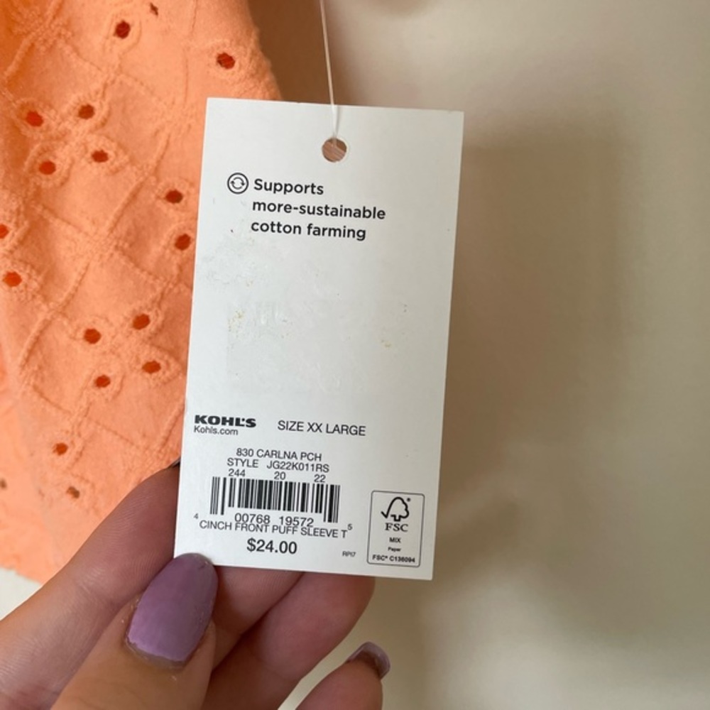 NWT SO Soft Orange Puff Sleeve Eyelet Crop Top -‎ XXL - Picture 9 of 11
